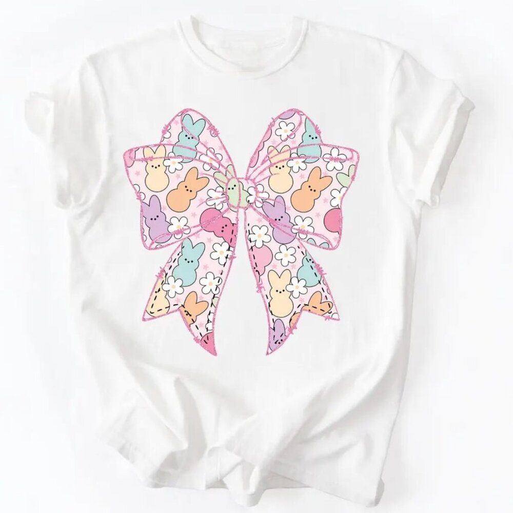 Easter Graphic Bow Shirt, Pink Easter Bow Tee, Funny Easter Shirt Gift